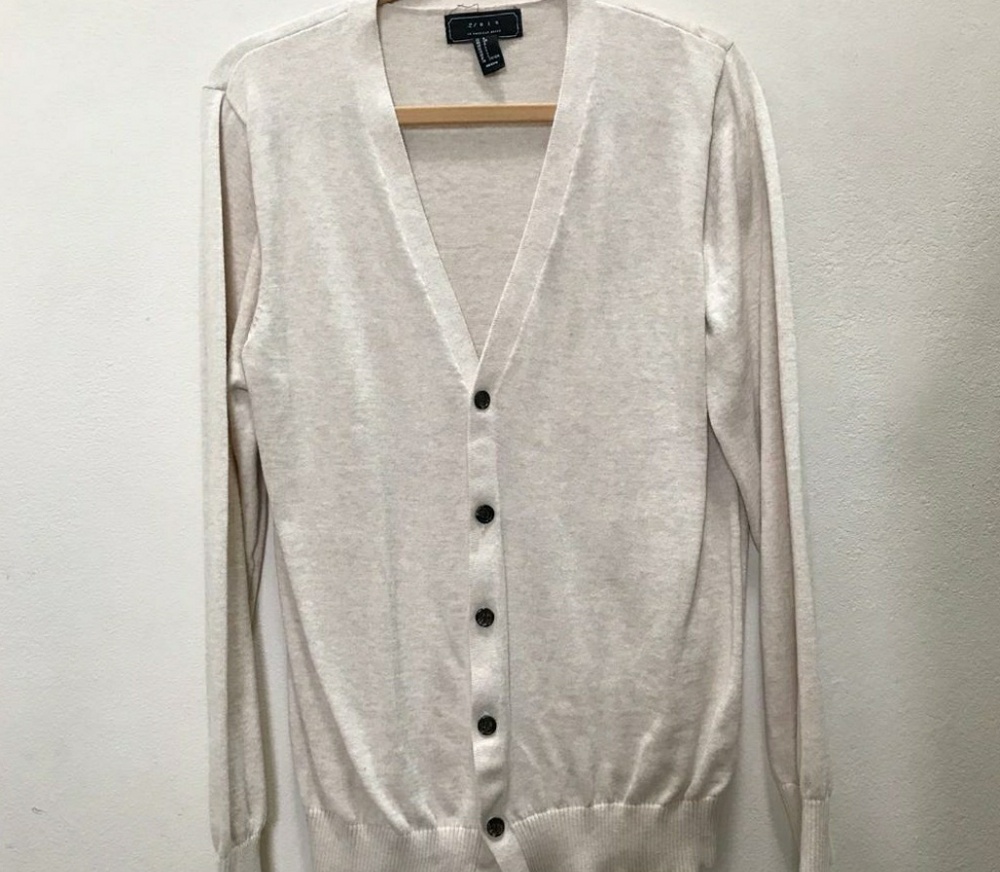 Women's 21 Men, Beige Cardigan Lo g Sleeve Size L
